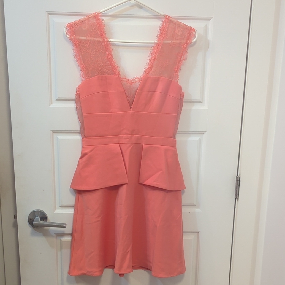 Elegant Coral Lace Dress